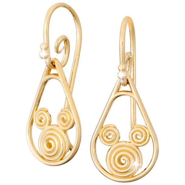 Gold Swirl Mickey Mouse Earrings – 18K