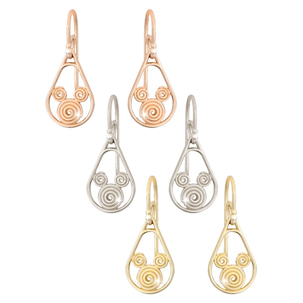 Gold Swirl Mickey Mouse Earrings – 18K