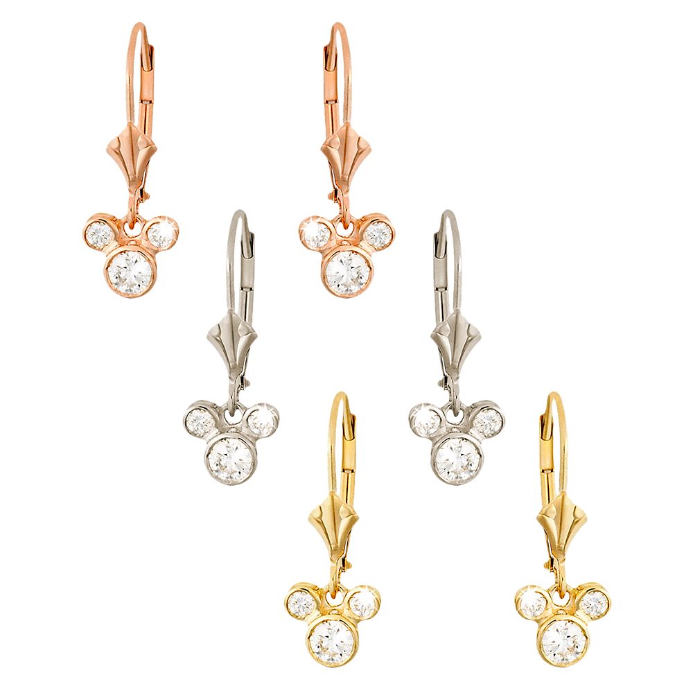 Diamond Dangle Icon Mickey Mouse Earrings  14K Official shopDisney