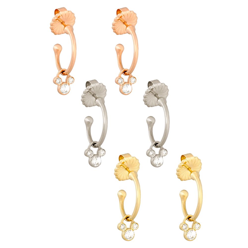 Diamond Mickey Mouse Hoop Slider Earrings 14K Official shopDisney