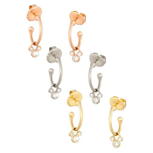 Diamond Mickey Mouse Hoop Slider Earrings – 14K
