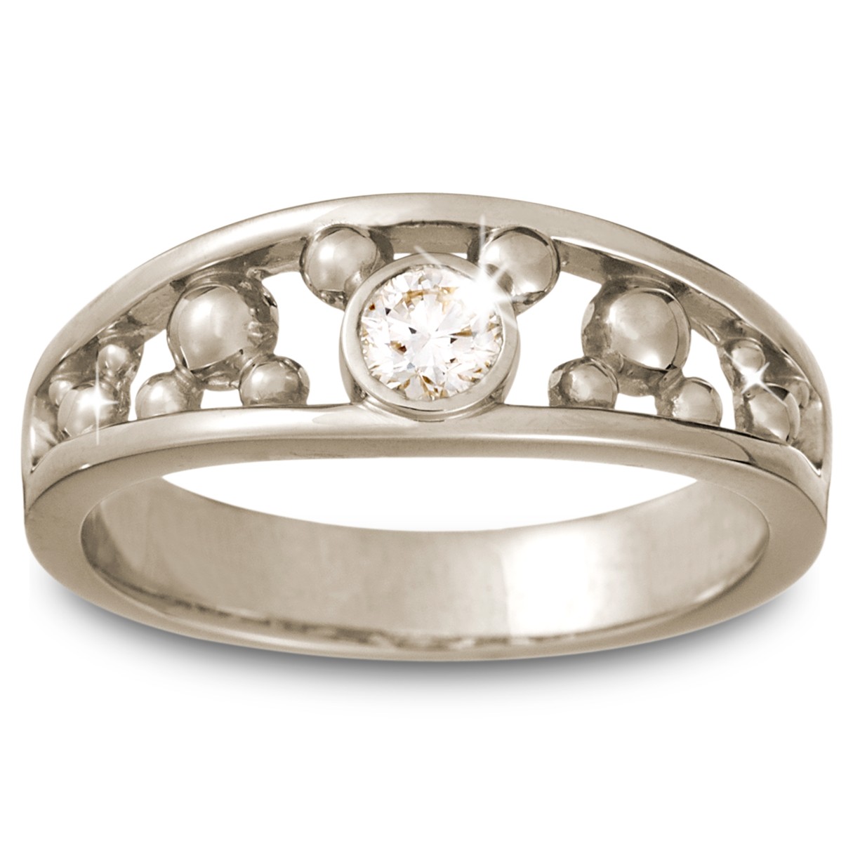 Diamond Mickey Mouse Ring for Men – 18K White Gold