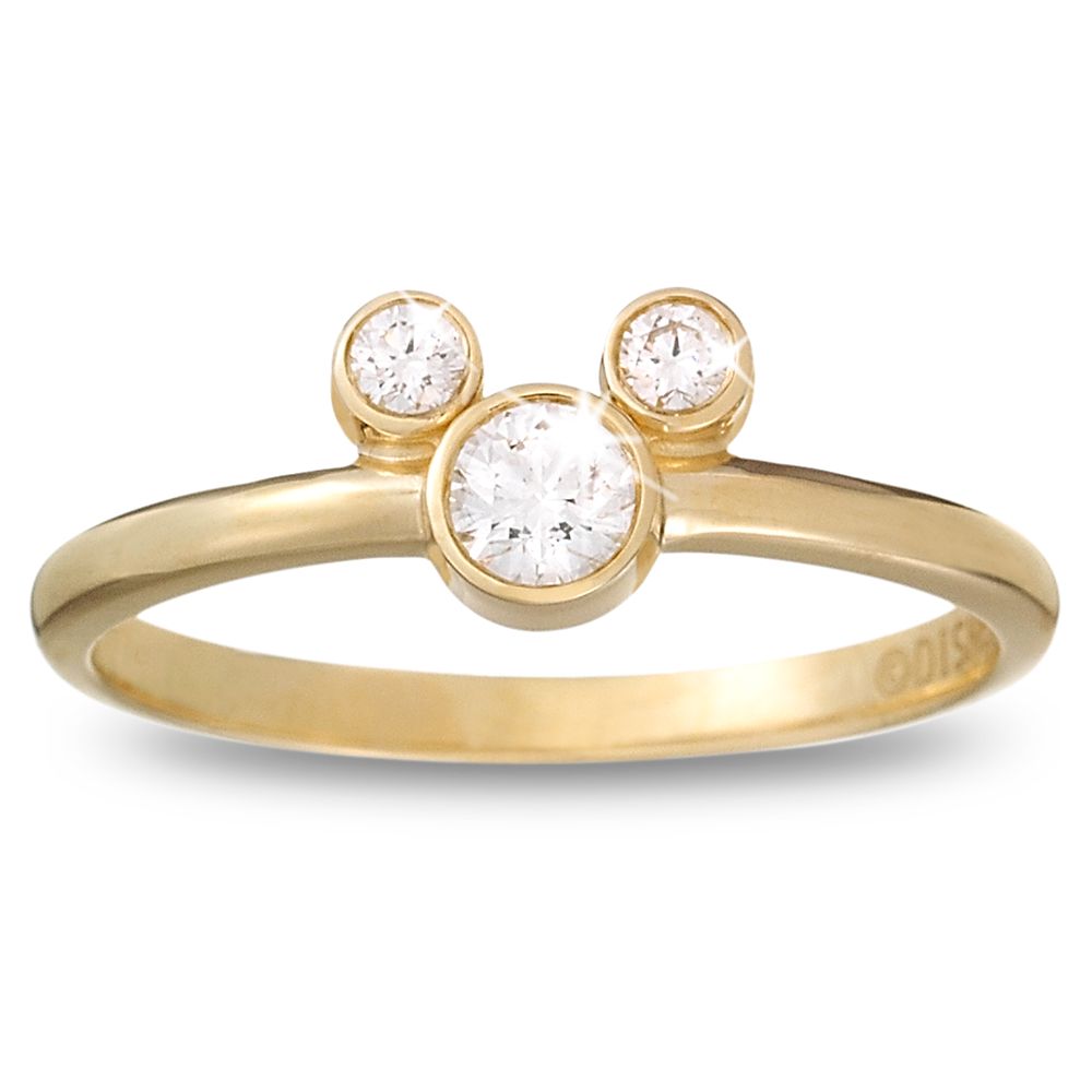 Diamond Mickey Mouse Petite Icon Ring - 14K Yellow Gold | Disney Store