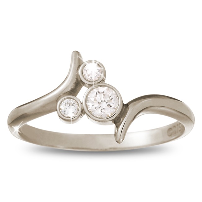 Diamond Mickey Mouse Icon Bypass Ring – 18K White Gold