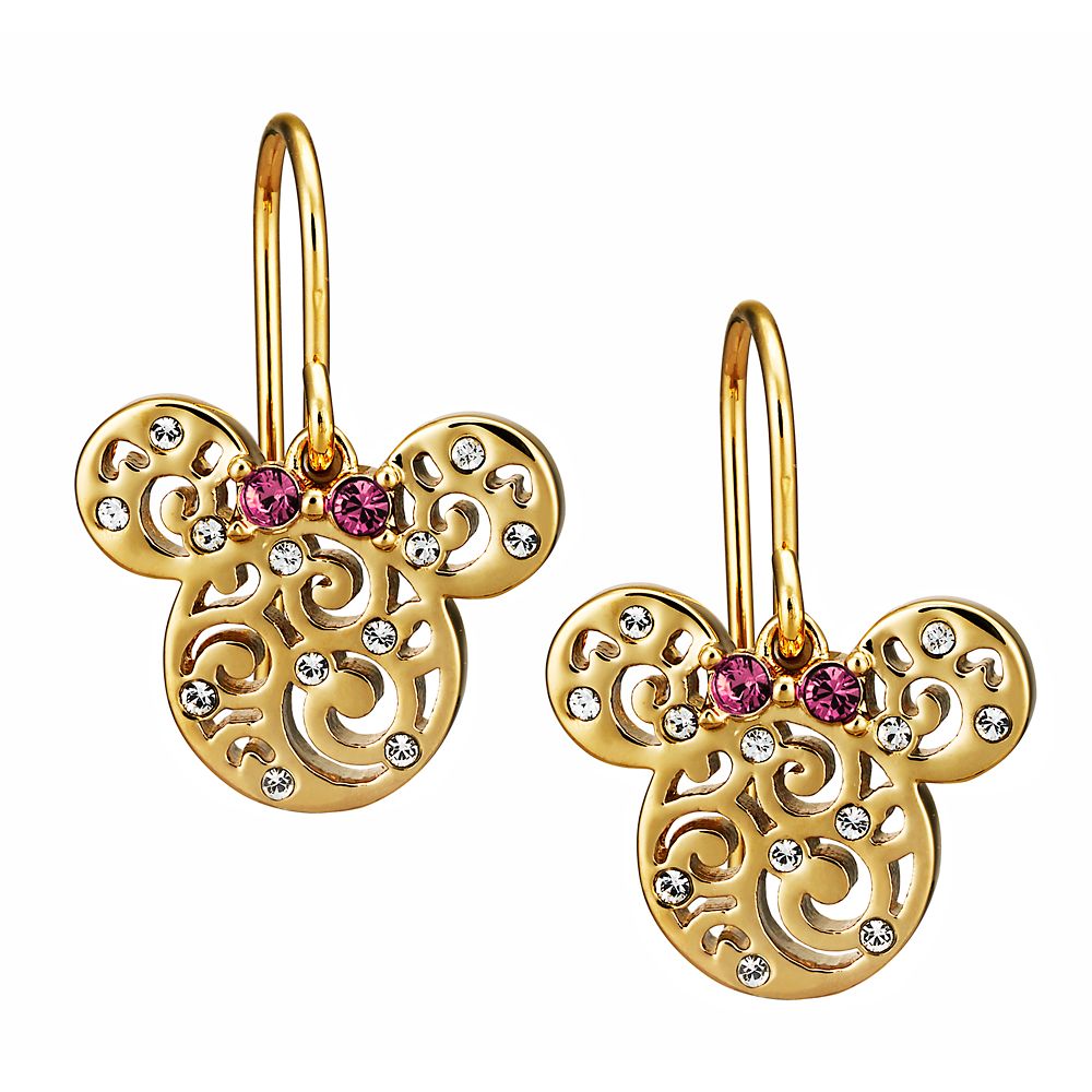 Minnie Mouse Filigree Icon Earrings by Arribas  Gold Official shopDisney