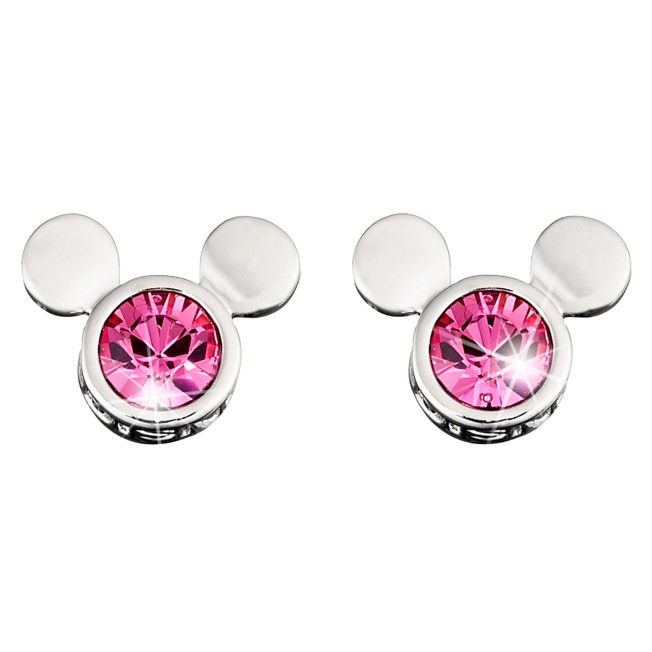 Mickey Mouse Icon Crystal Earrings by Arribas – Pink