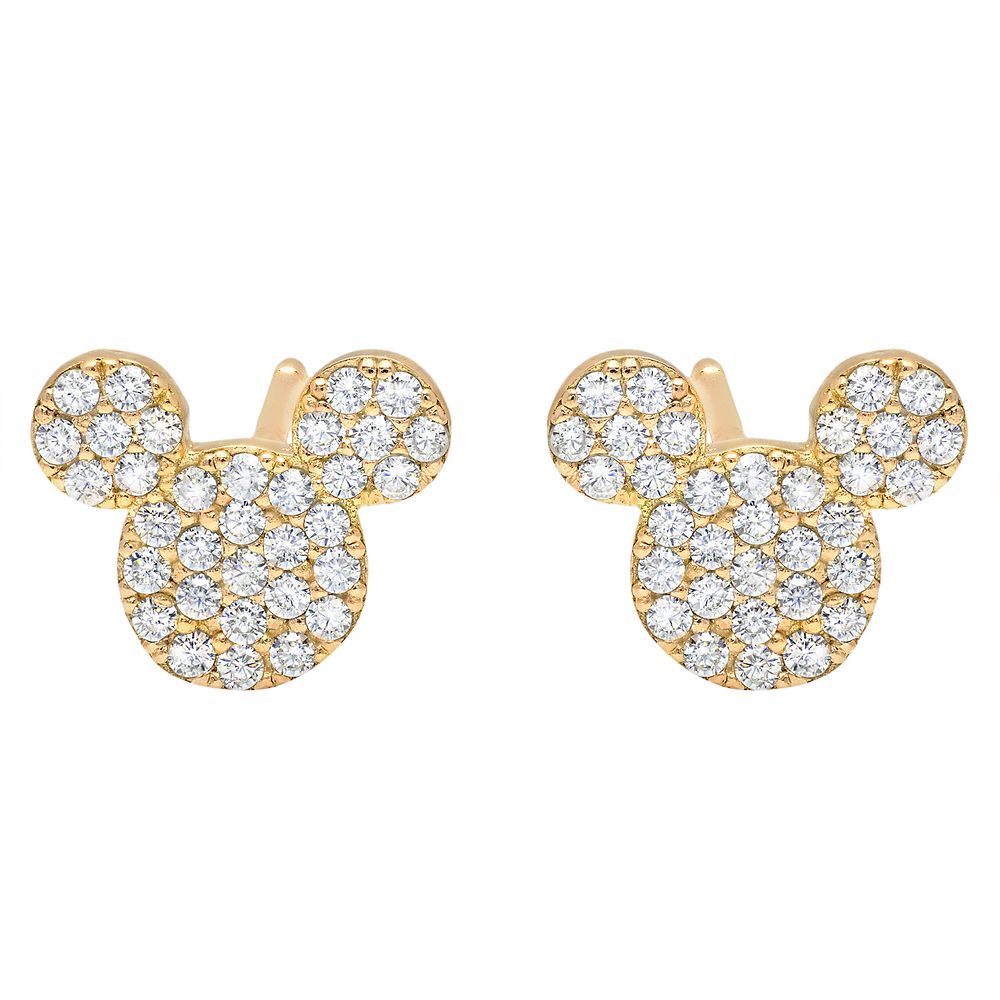 Mickey Mouse Icon Stud Earrings by CRISLU  Yellow Gold Official shopDisney