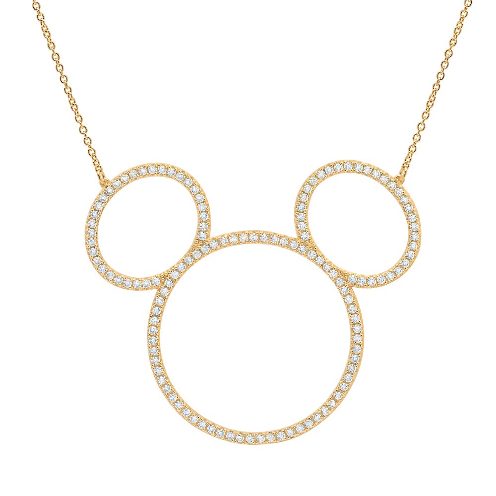 Mickey Mouse Icon Silhouette Necklace by CRISLU  Yellow Gold Official shopDisney