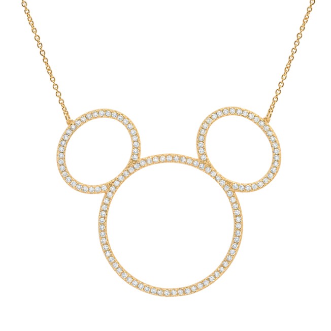 Mickey Mouse Icon Silhouette Necklace by CRISLU – Yellow Gold 