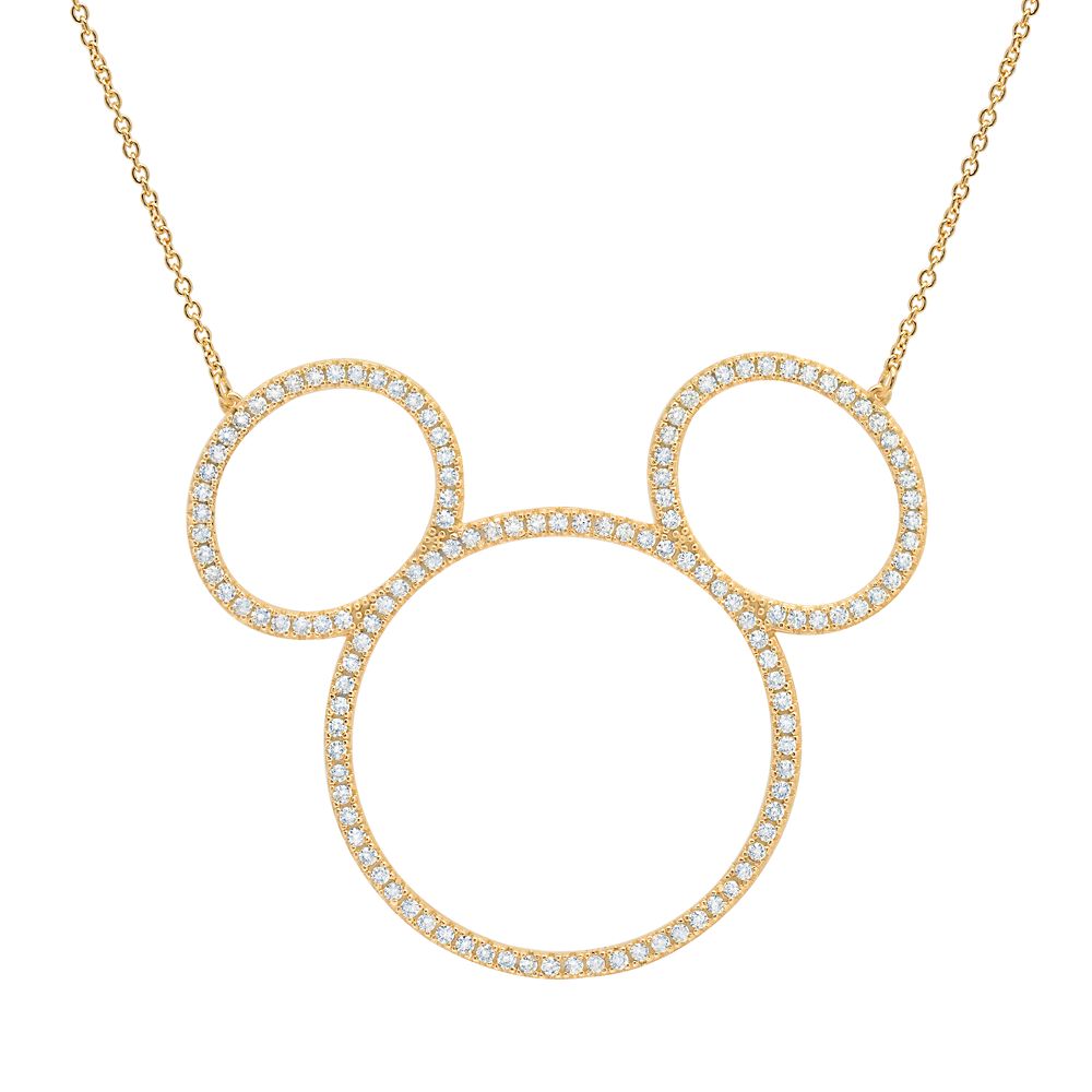 Disney Mickey Mouse Icon Silhouette Necklace by CRISLU - Yellow Gold