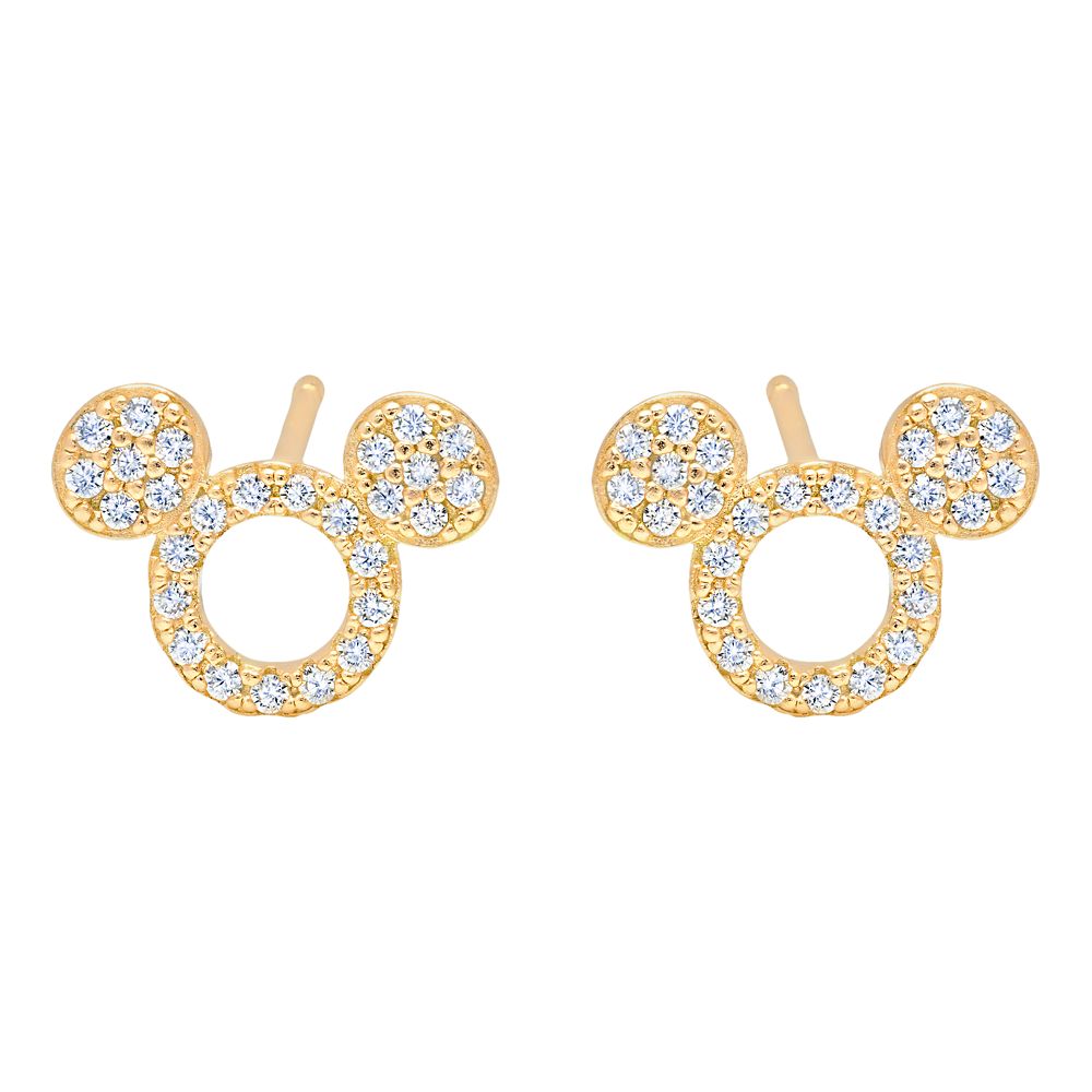 Mickey Mouse Icon Silhouette Stud Earrings by CRISLU – Yellow Gold