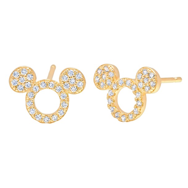Mickey Mouse Icon Silhouette Stud Earrings by CRISLU – Yellow Gold 