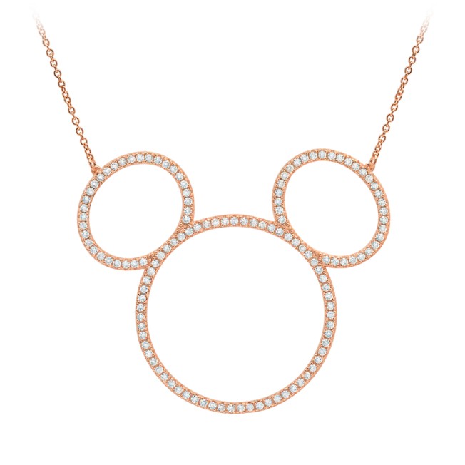 Mickey Mouse Icon Silhouette Necklace by CRISLU – Rose Gold
