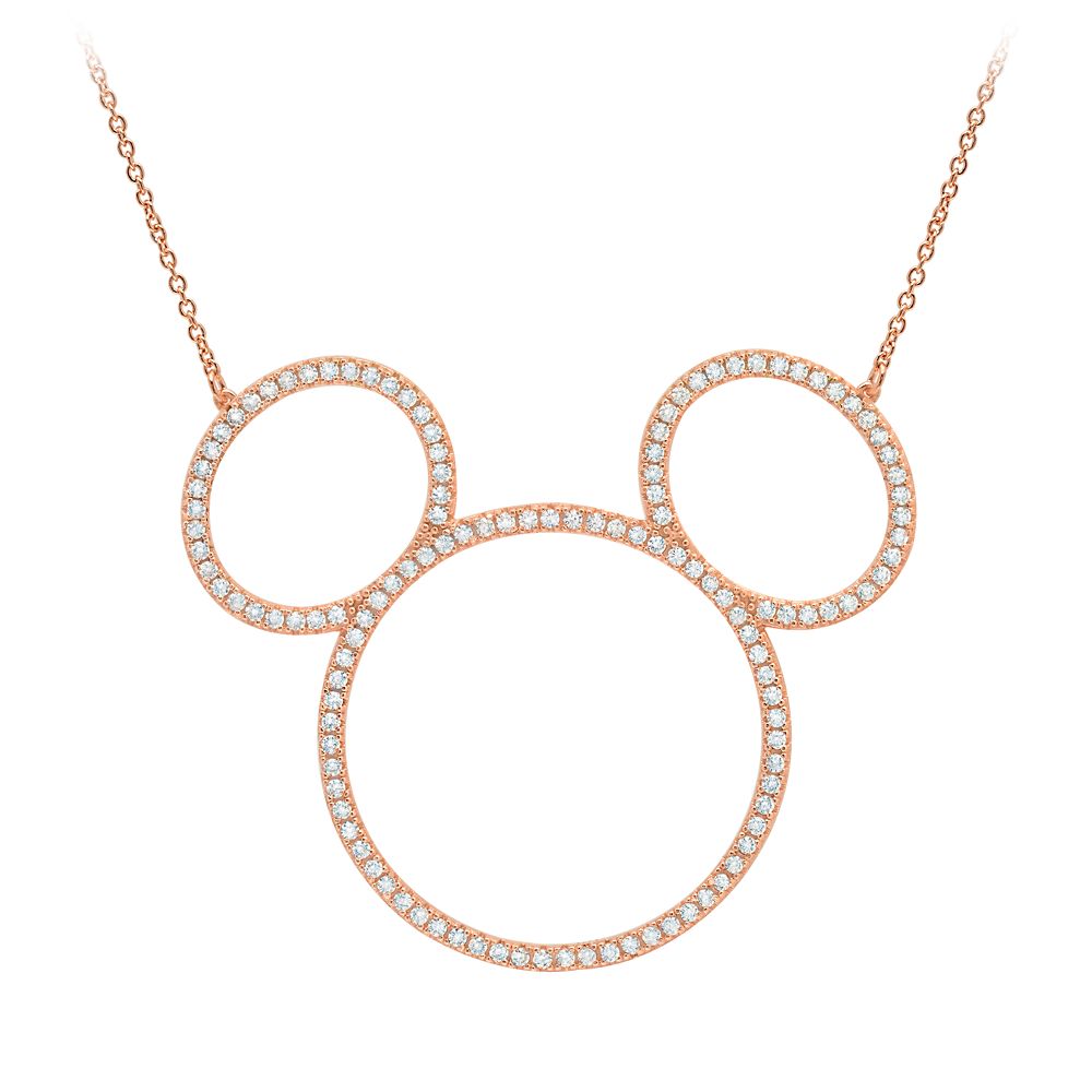 Disney Mickey Mouse Icon Silhouette Necklace by CRISLU - Rose Gold