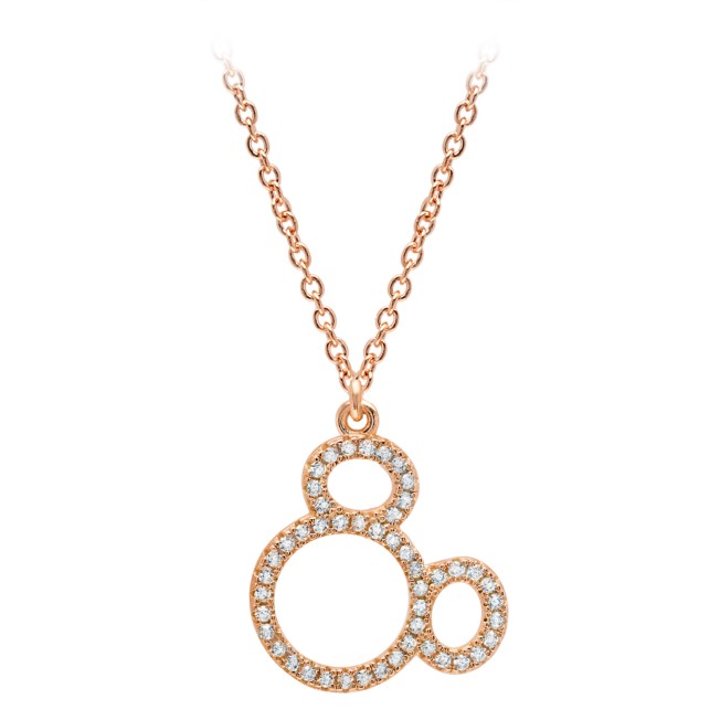 Mickey Mouse Icon Silhouette Pendant Necklace by CRISLU – Rose Gold 
