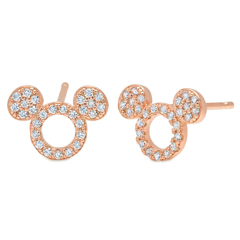 Mickey Mouse Icon Silhouette Stud Earrings by CRISLU – Rose Gold