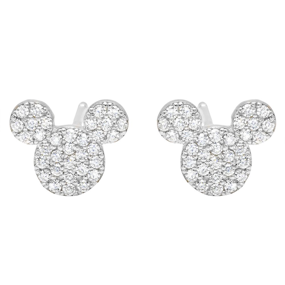 Mickey Mouse Icon Stud Earrings By Crislu Platinum Shopdisney