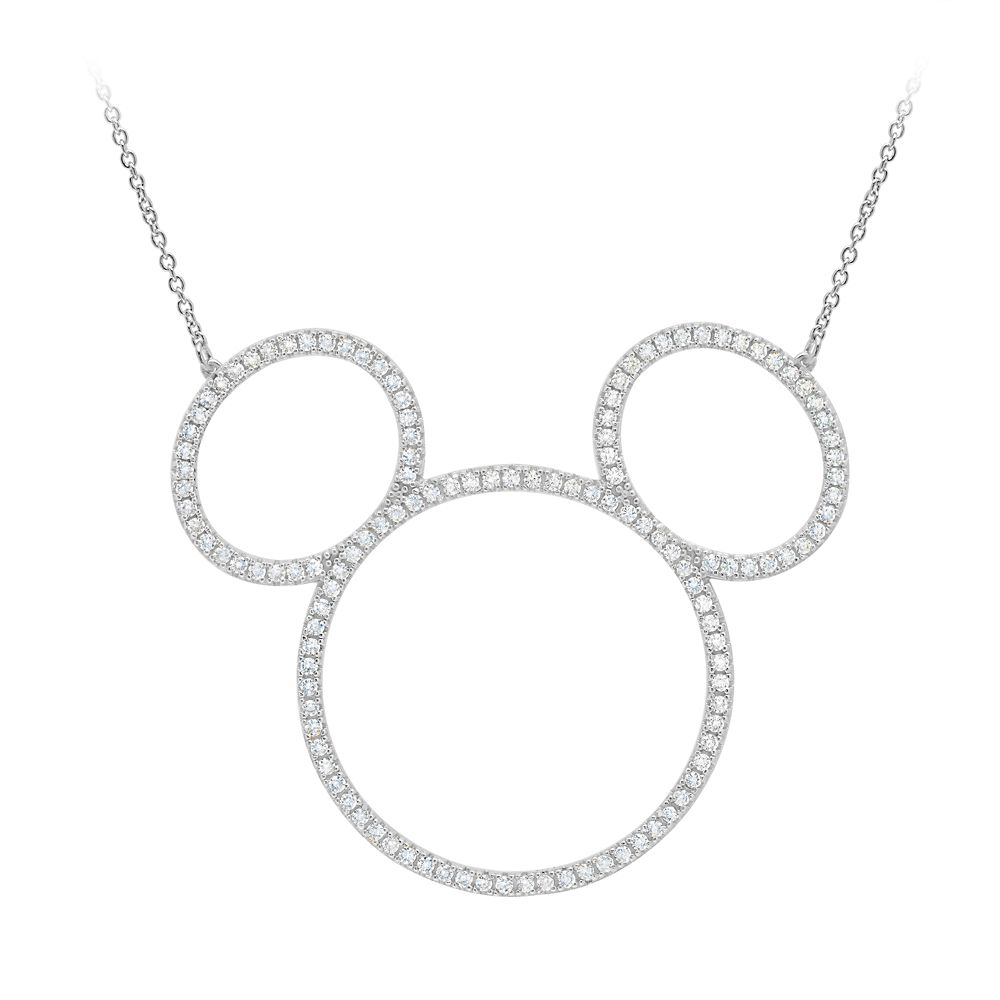 Disney Mickey Mouse Icon Silhouette Necklace by CRISLU - Platinum