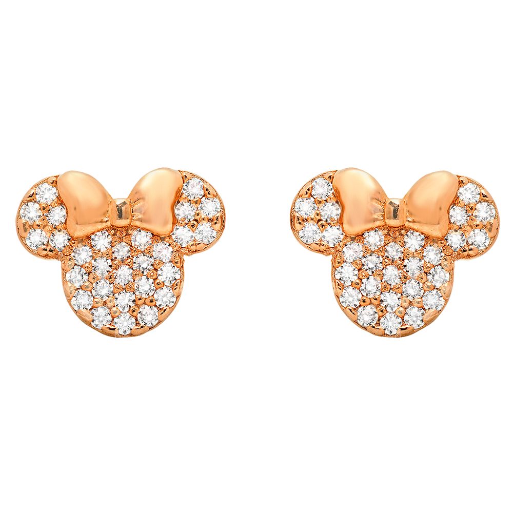 Minnie Mouse Birthstone Earrings for Kids by Crislu Rose Gold - Official shopDisney