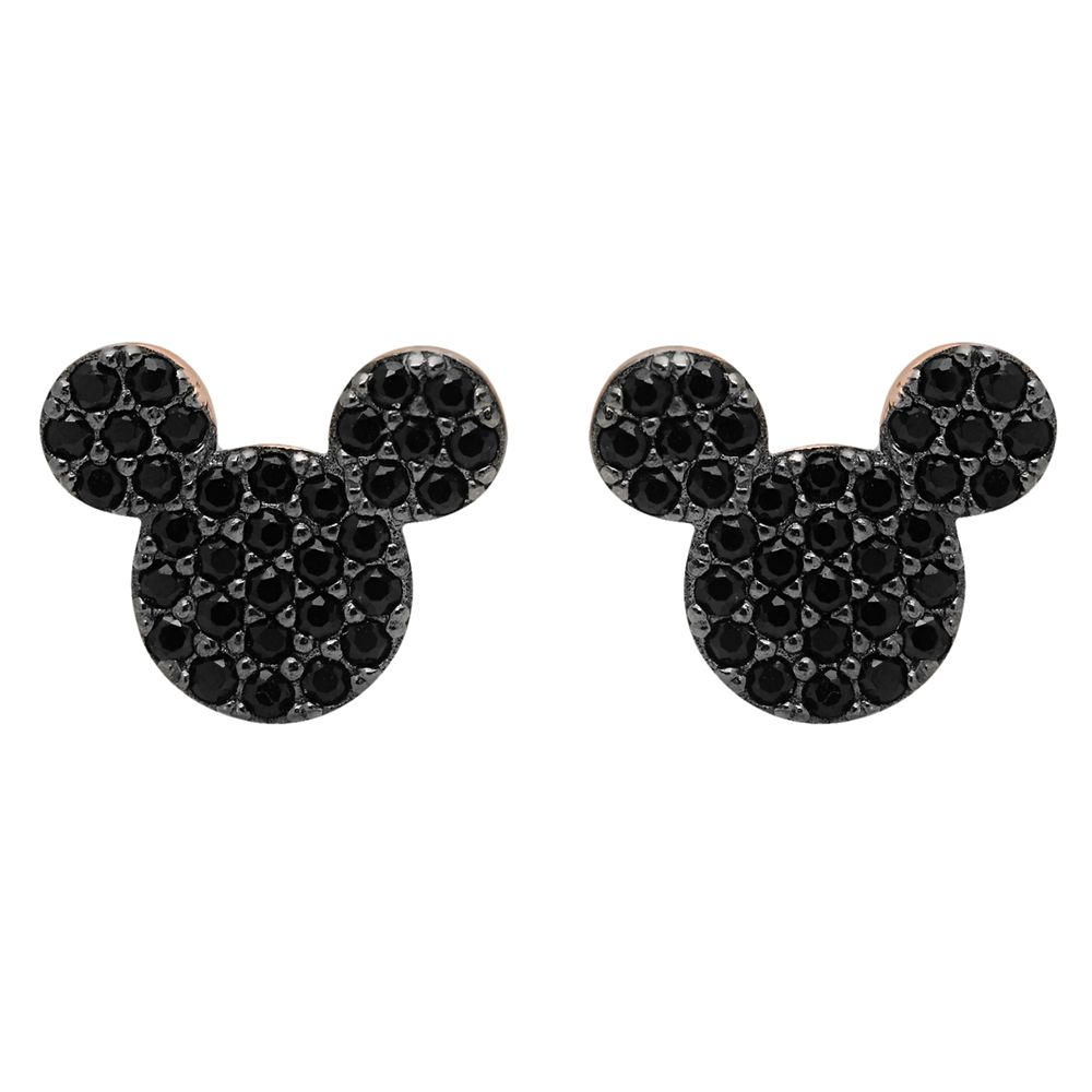 Mickey Mouse Black Pave Earrings by CRISLU  Rose Gold Official shopDisney