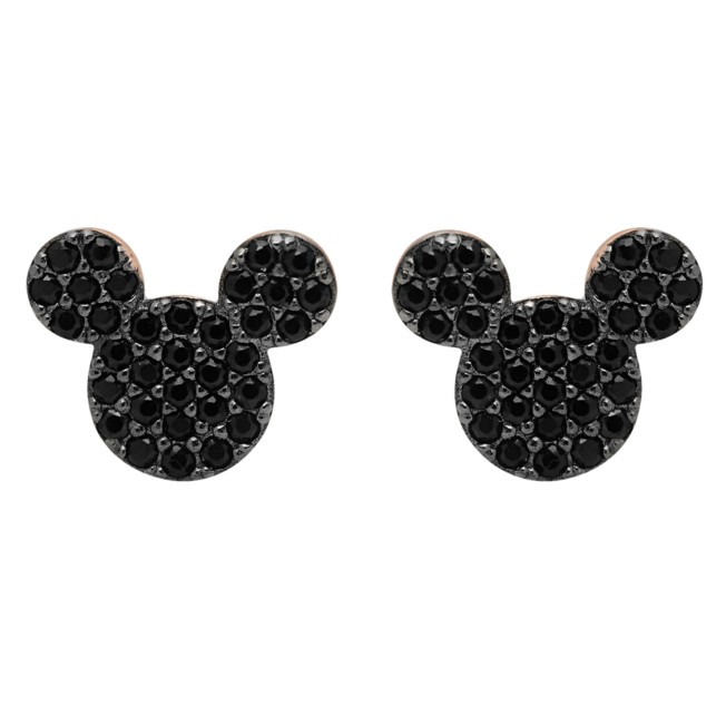 Mickey Mouse Black Pave Earrings by CRISLU – Rose Gold