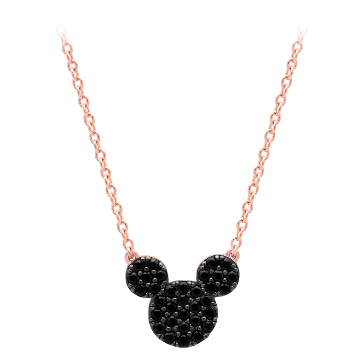 Mickey Mouse Black Pave Necklace by CRISLU – Rose Gold