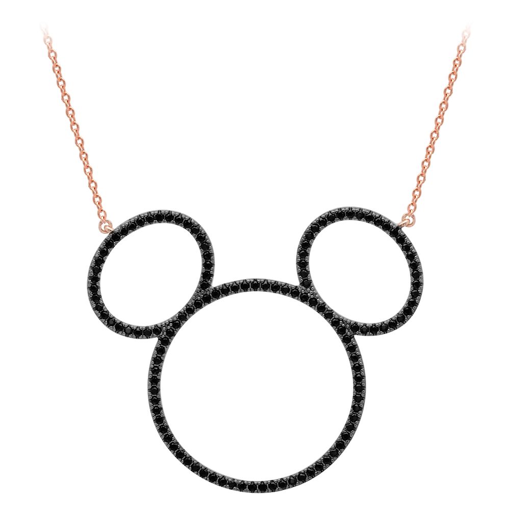 Mickey Mouse Pave Icon Necklace by CRISLU  Rose Gold  Large Official shopDisney