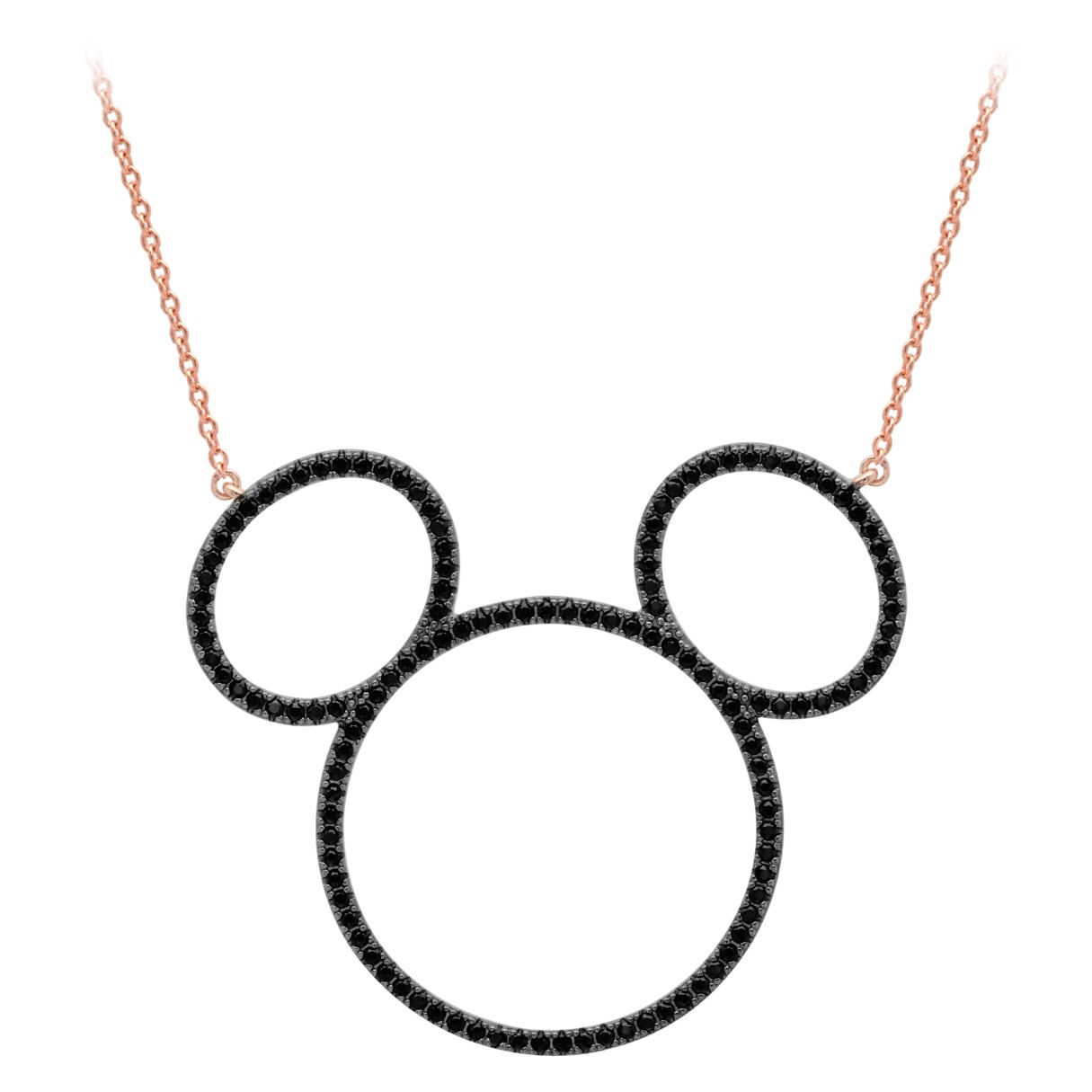Mickey Mouse Pave Icon Necklace by CRISLU – Rose Gold – Large