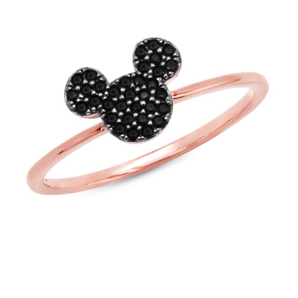 Mickey Mouse Black Pave Icon Ring by CRISLU - Rose Gold | Disney Store