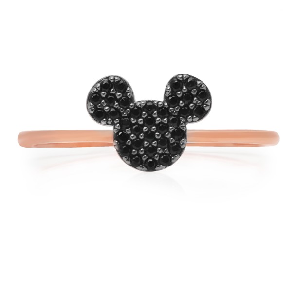 Mickey Mouse Black Pave Icon Ring by CRISLU – Rose Gold