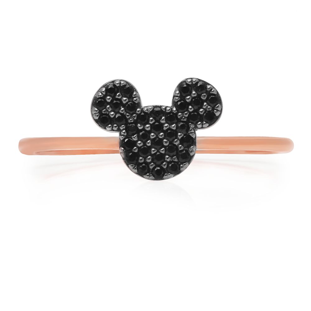 Disney Mickey Mouse Black Pave Icon Ring by CRISLU - Rose Gold