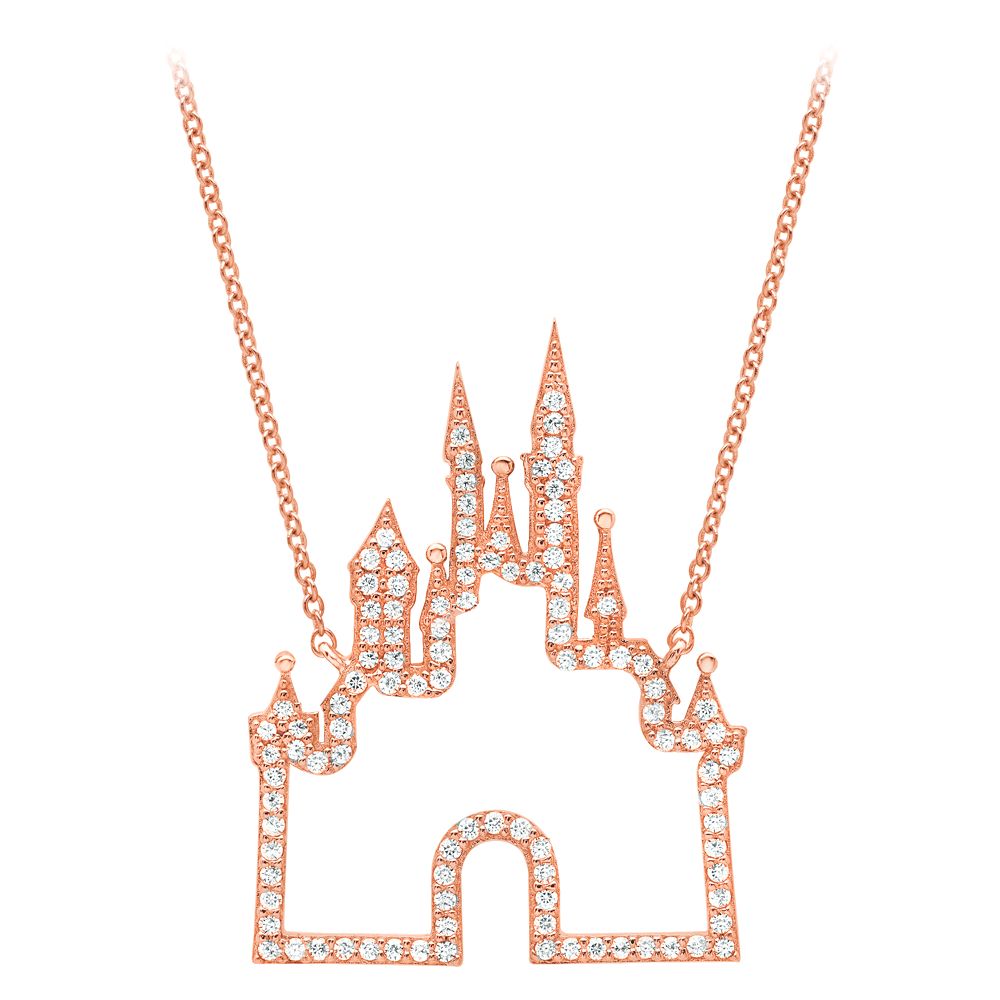 Disney Fantasyland Castle Necklace by CRISLU - Rose Gold