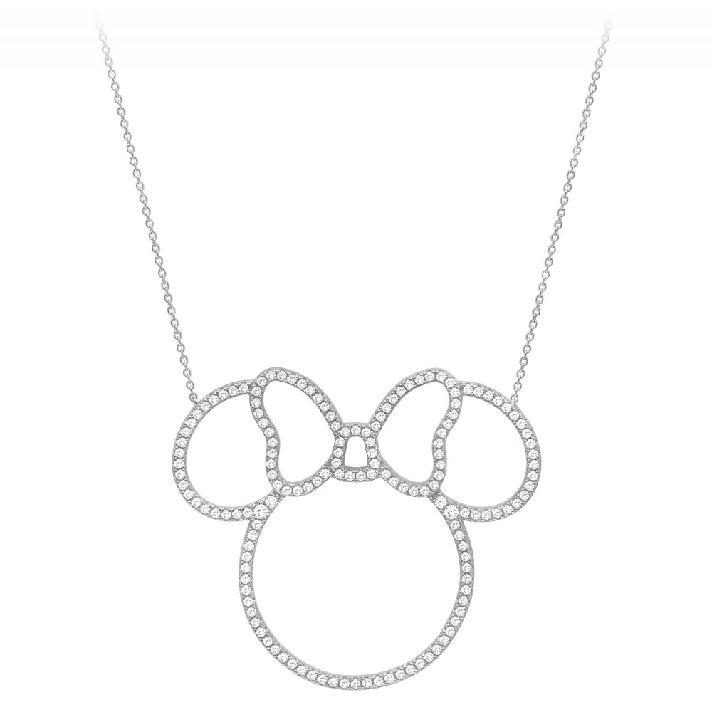 Disney Minnie Mouse Pave Icon Outline Necklace by CRISLU
