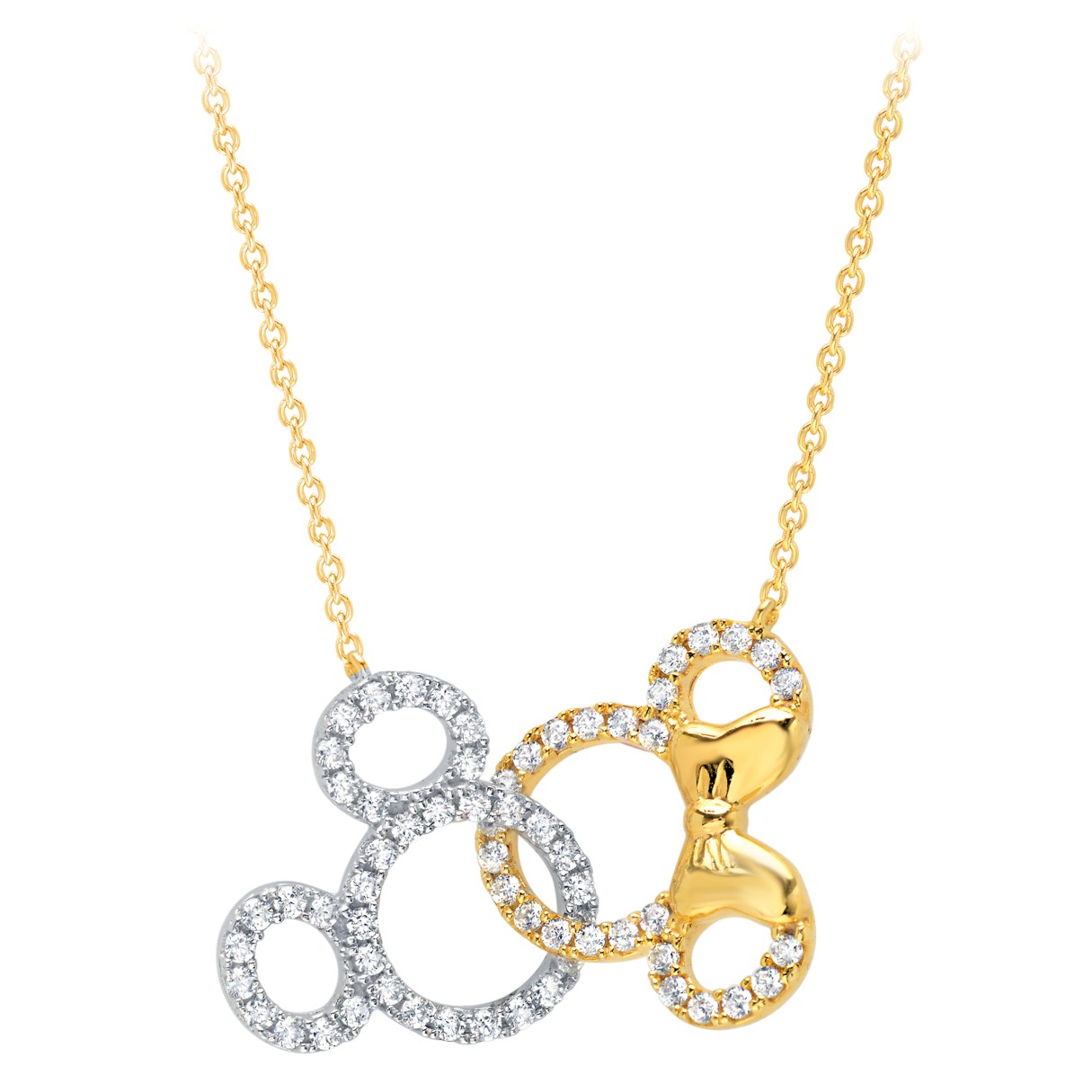 Mickey and Minnie Mouse Interlocking Icons Necklace by CRISLU