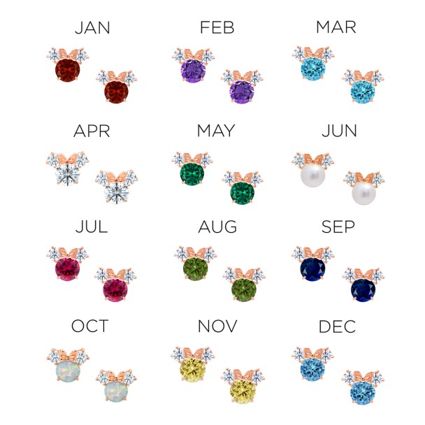 Minnie Mouse Birthstone Earrings by CRISLU – Rose Gold