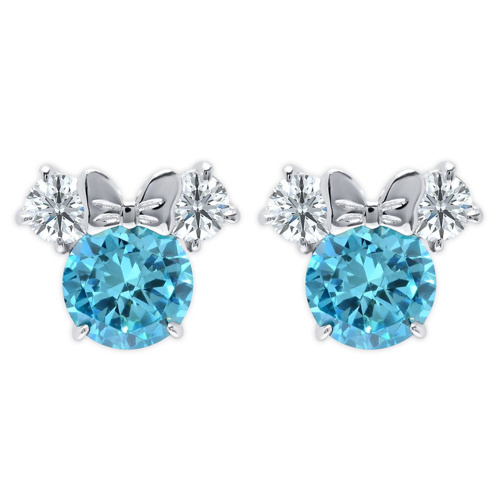 Minnie Mouse Birthstone Earrings for Kids by CRISLU – Platinum