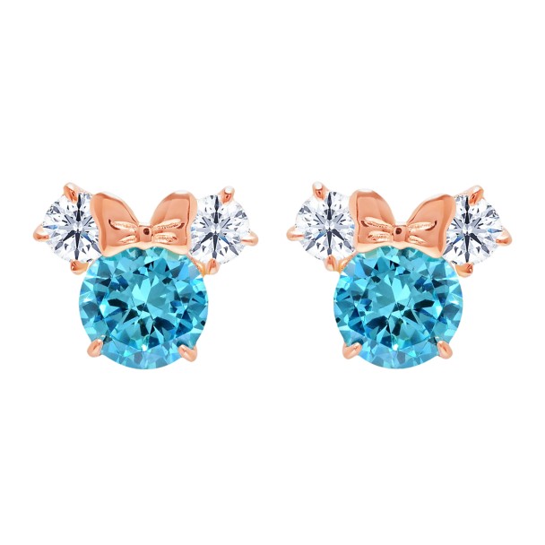 Minnie Mouse Birthstone Earrings for Kids by CRISLU – Rose Gold