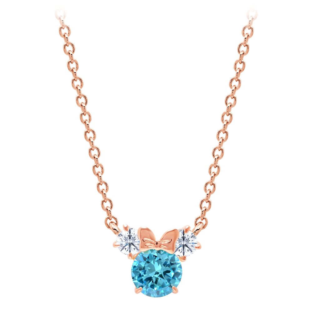 Disney Minnie Mouse Birthstone Necklace for Kids by CRISLU - Rose Gold