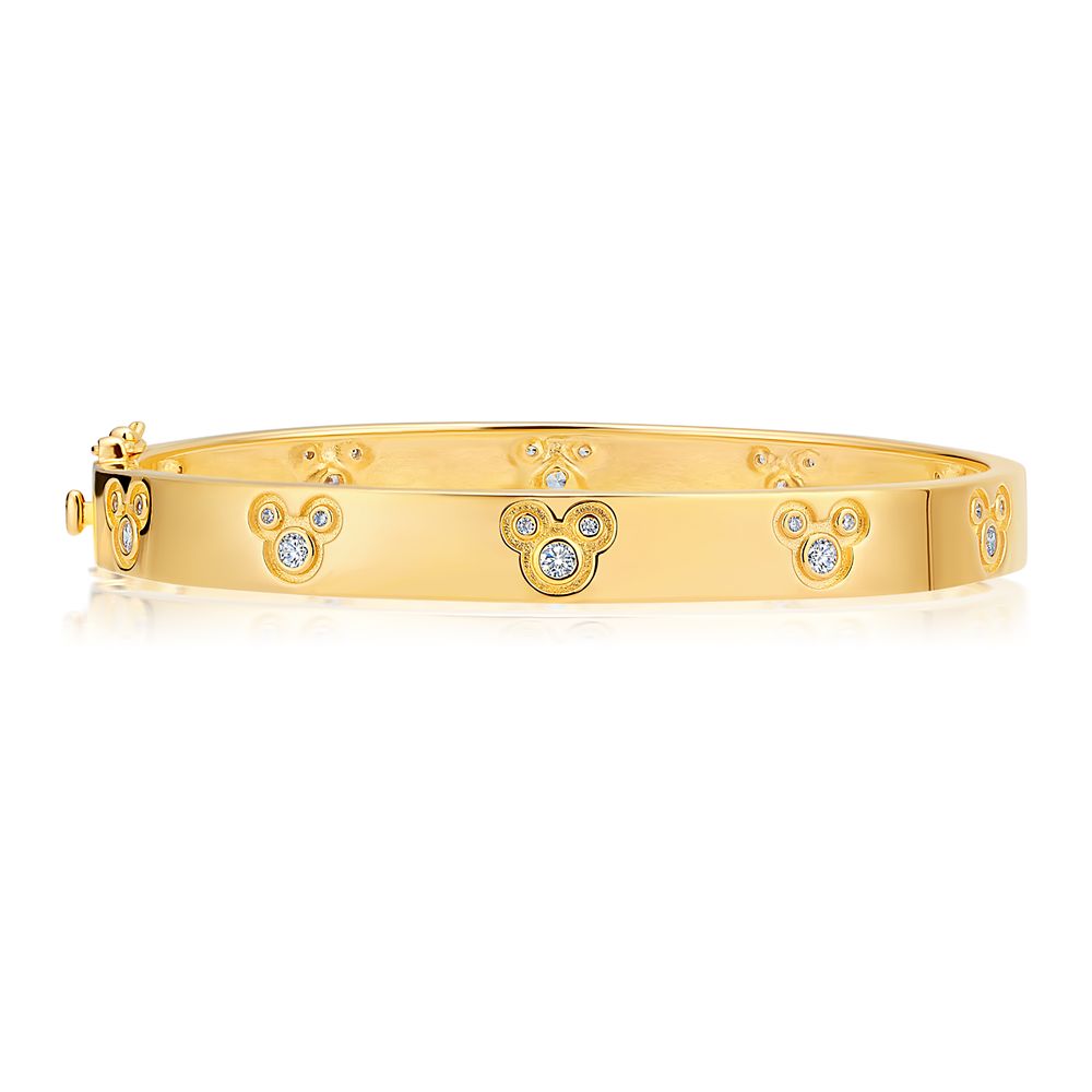 Mickey Mouse Icon Yellow Gold Bangle by CRISLU