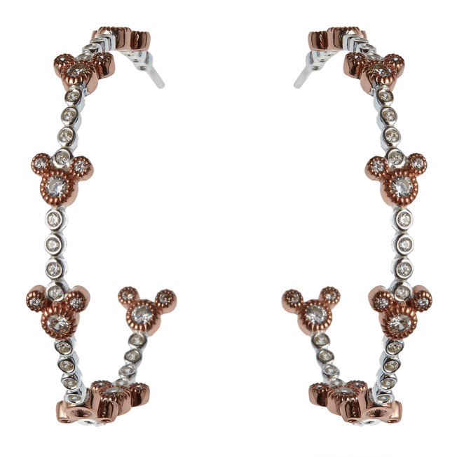 Mickey Mouse Rose Gold Icon Hoop Earrings by Rebecca Hook