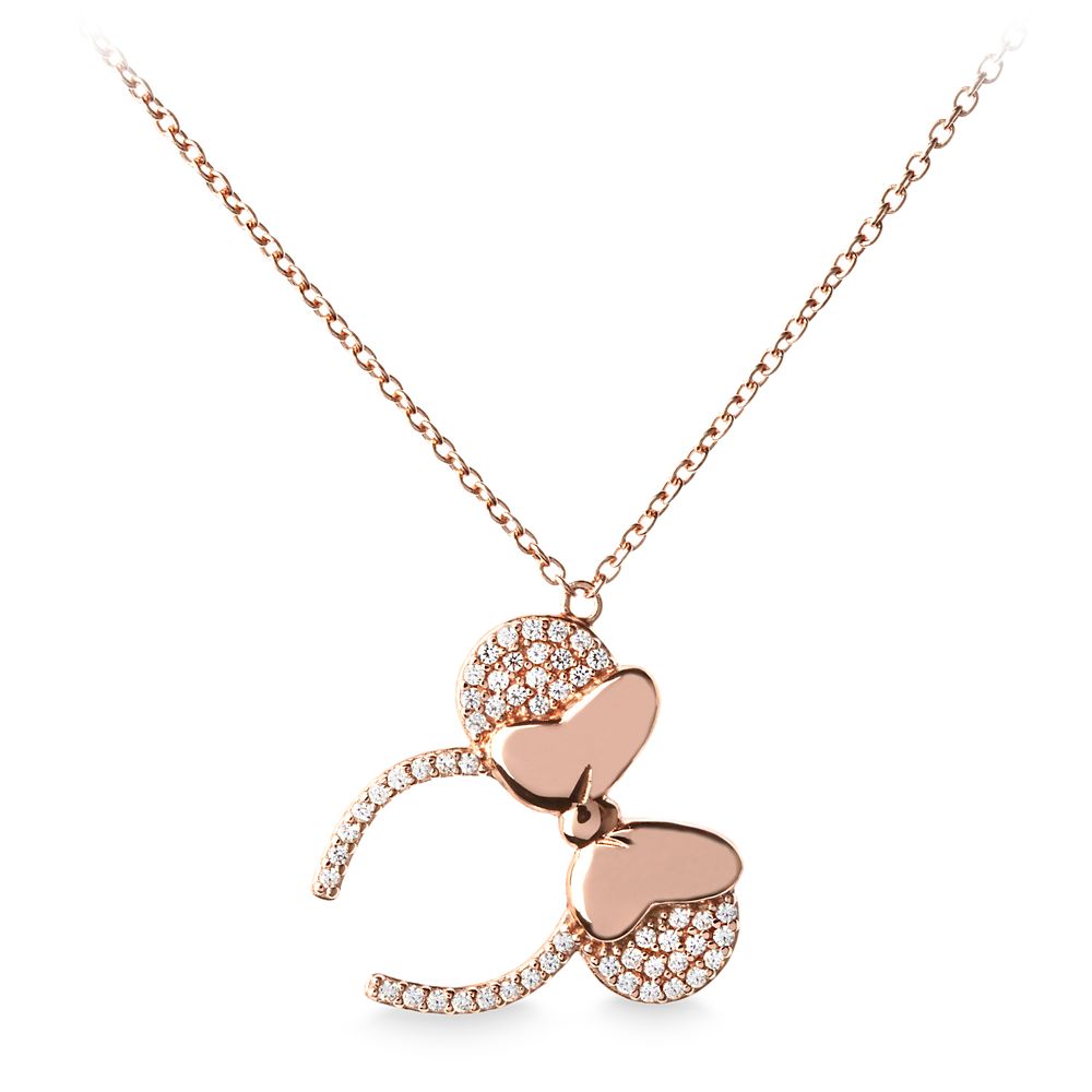 Disney Parks Disneyland Jewelry Minnie Mouse Rose Gold Ears Necklace Adjustable 