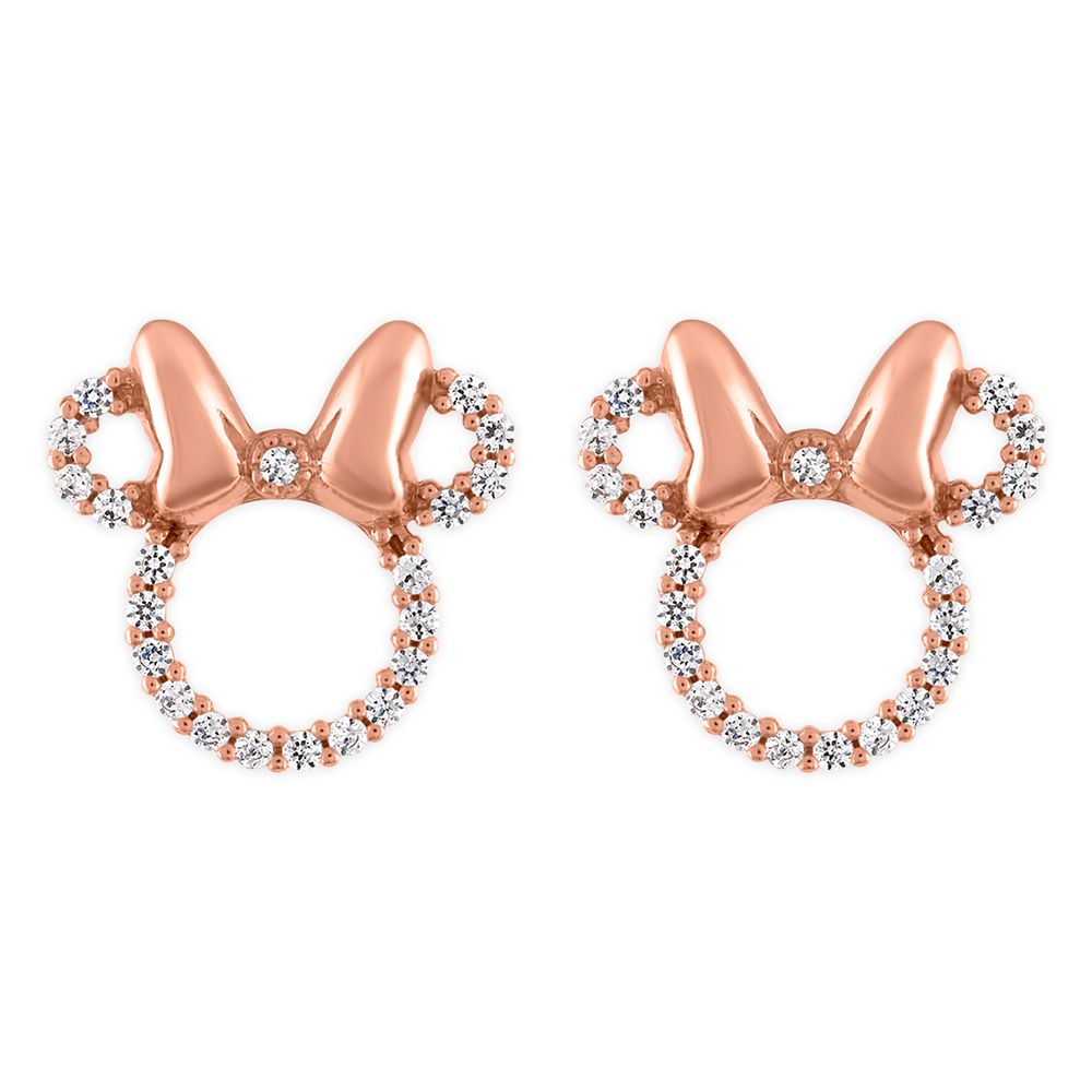Minnie Mouse Rose Gold Icon Earrings by Rebecca Hook