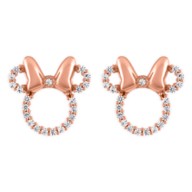 Minnie Mouse Birthstone Earrings for Kids by Crislu Rose Gold - Official shopDisney