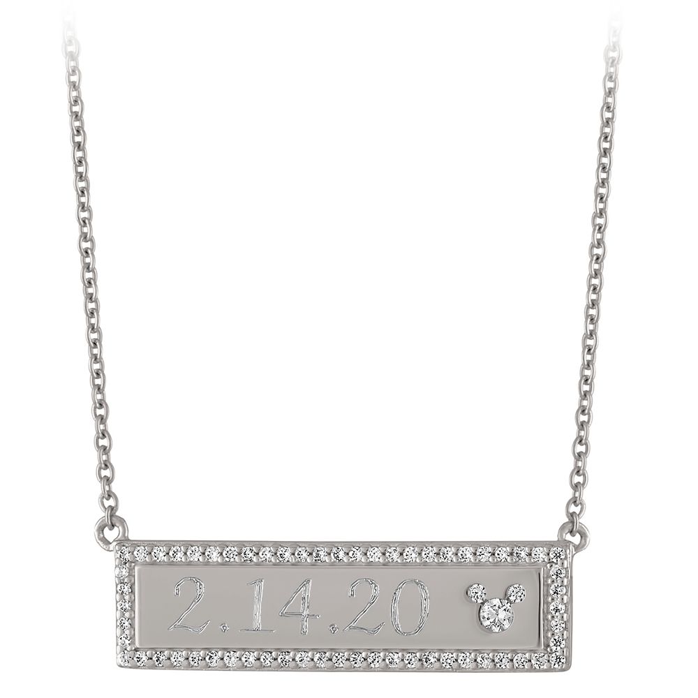 Mickey Mouse Icon Silver Bar Necklace by Rebecca Hook – Personalized