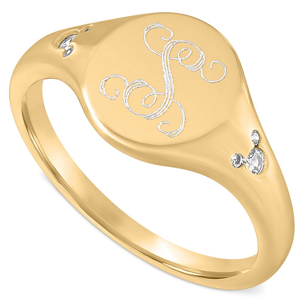 Mickey Mouse Gold Signet Ring by Rebecca Hook – Personalized