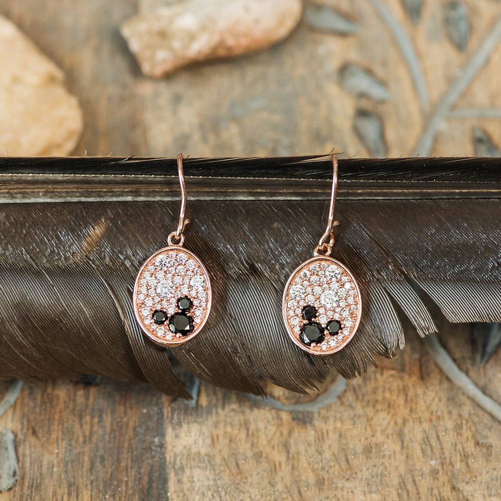 Mickey Mouse Rose Gold Oval Earrings by Rebecca Hook