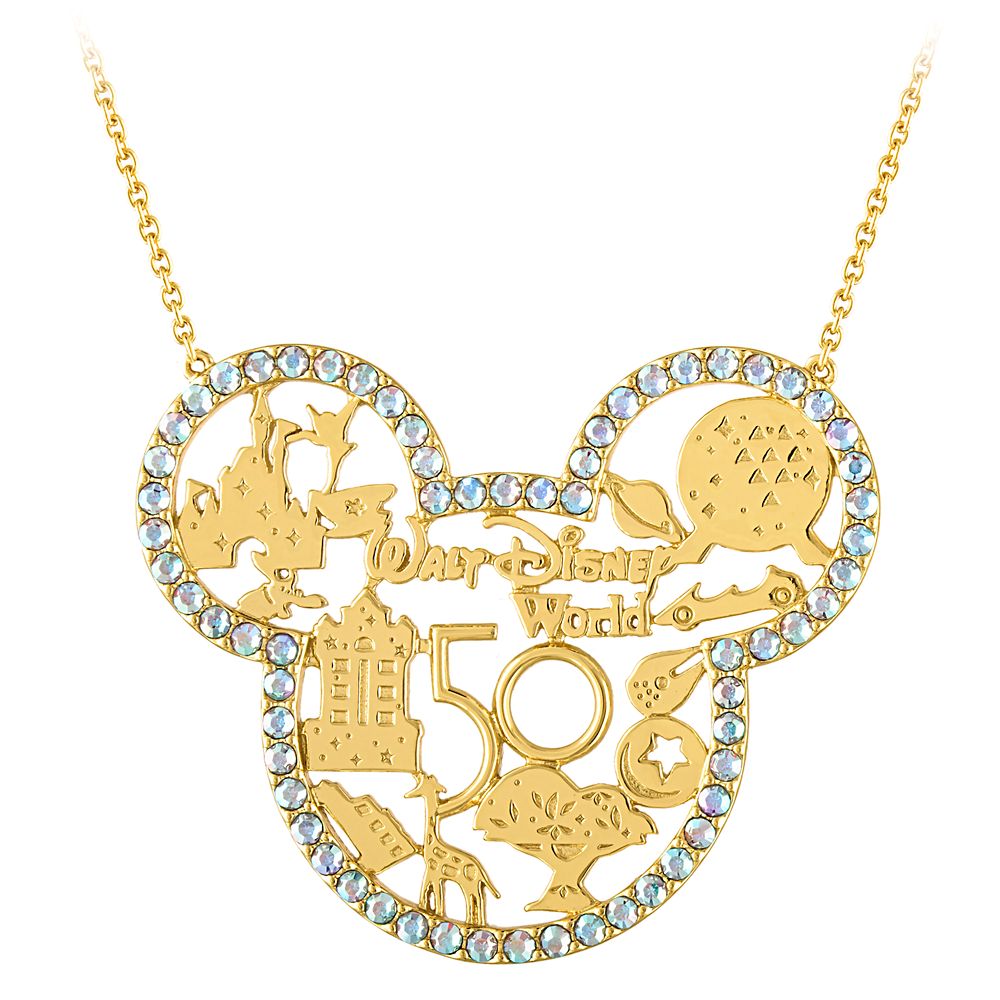 Mickey Mouse Icon Walt Disney World 50th Anniversary Necklace by Rebecca Hook – Gold is now available