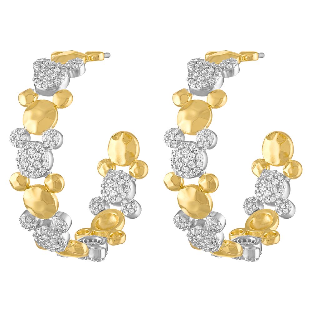 Disney Mickey Mouse Flat Gold Tone Fish Hook Earrings