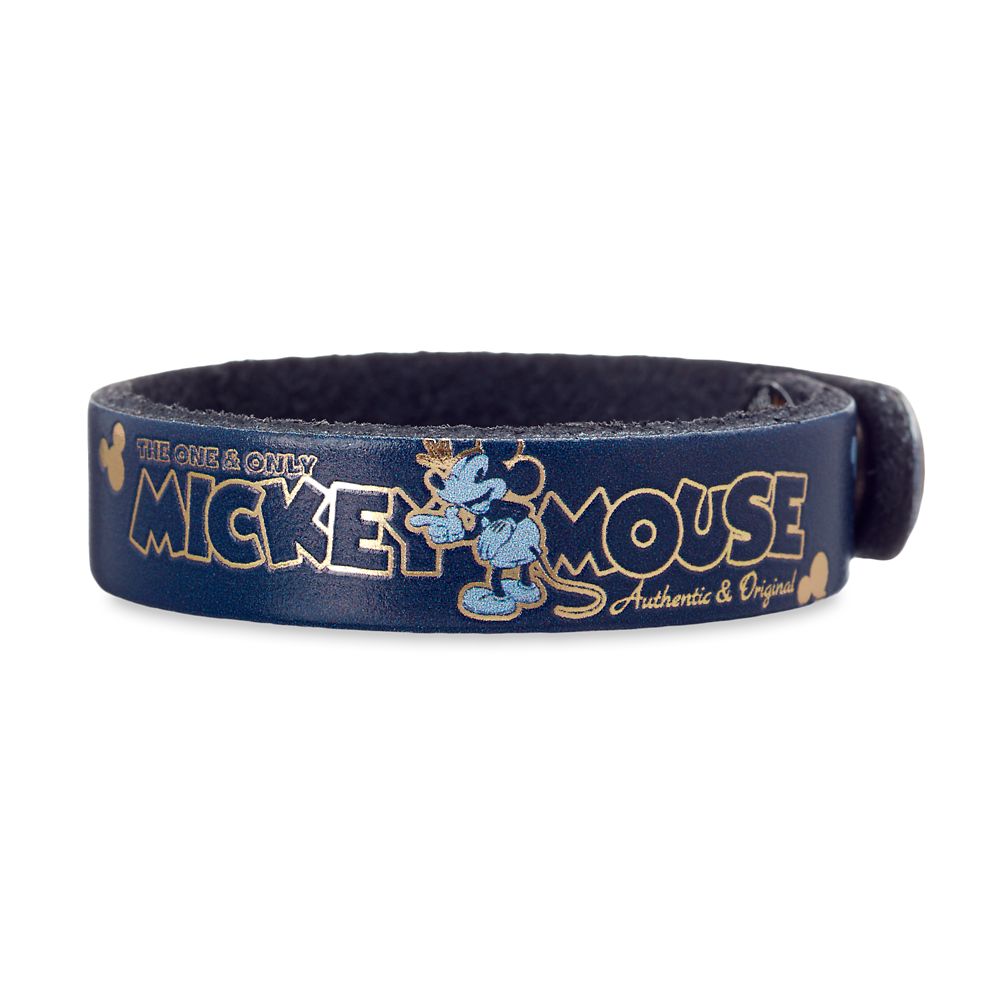 Mickey Mouse Icon Leather Bracelet  Personalizable Official shopDisney