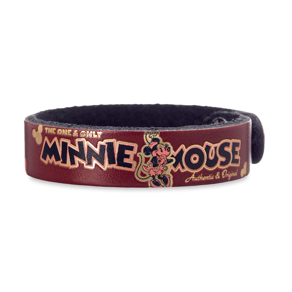 Minnie Mouse Icon Leather Bracelet  Personalizable Official shopDisney